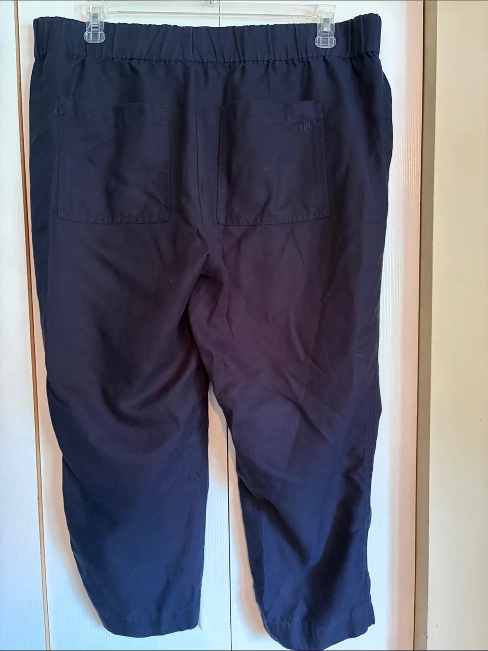Banana Republic Navy Elastic-Waist ankle length linen pants